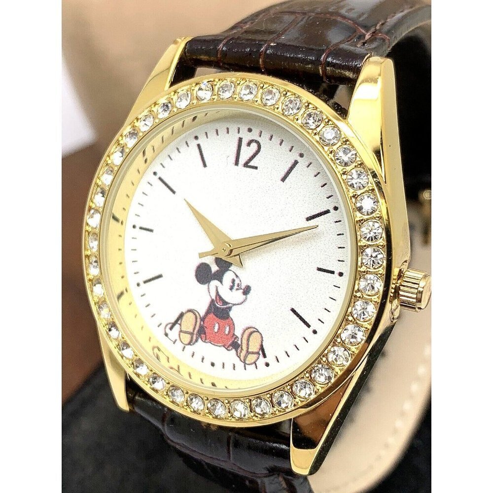 Disney Mickey Mouse Women's Watch WDS000379 White Dial Quartz Leather St…